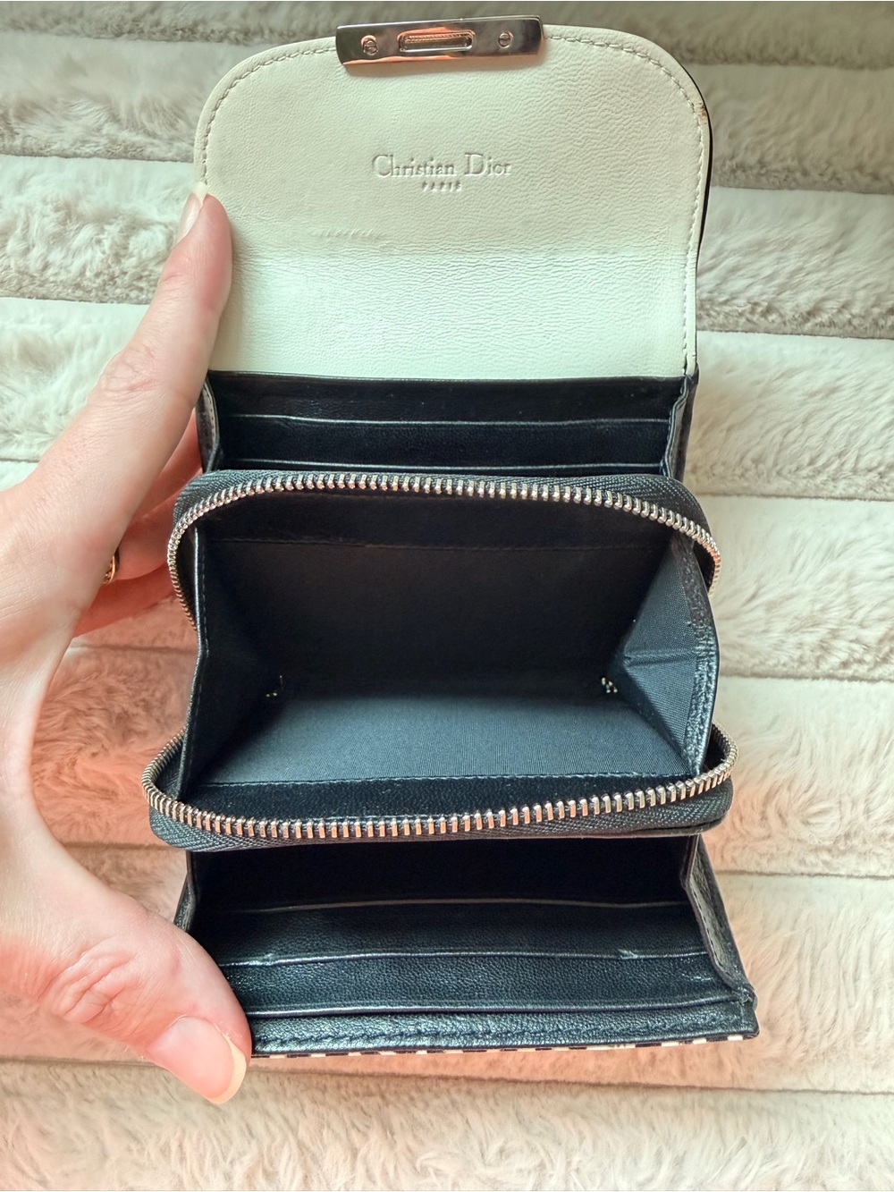 Dior Black and White Spotted Snakeskin Leather Wallet with Silver Hardware - Picture 9 of 13